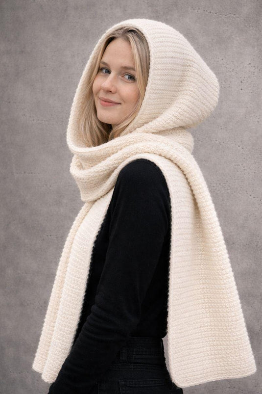 Sophie Hooded Scarf Knitting Pattern PDF Easy Garter Stitch Hooded Shawl Winter Accessory Instant Download