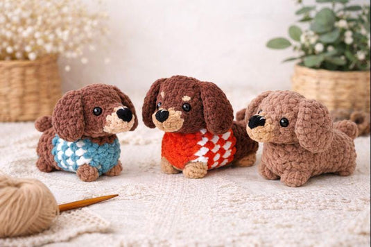 Dachshund Crochet Pattern x Amigurumi Sausage Dog PDF Easy Dog Crochet Tutorial x Cute Wiener Dog Plush Pattern