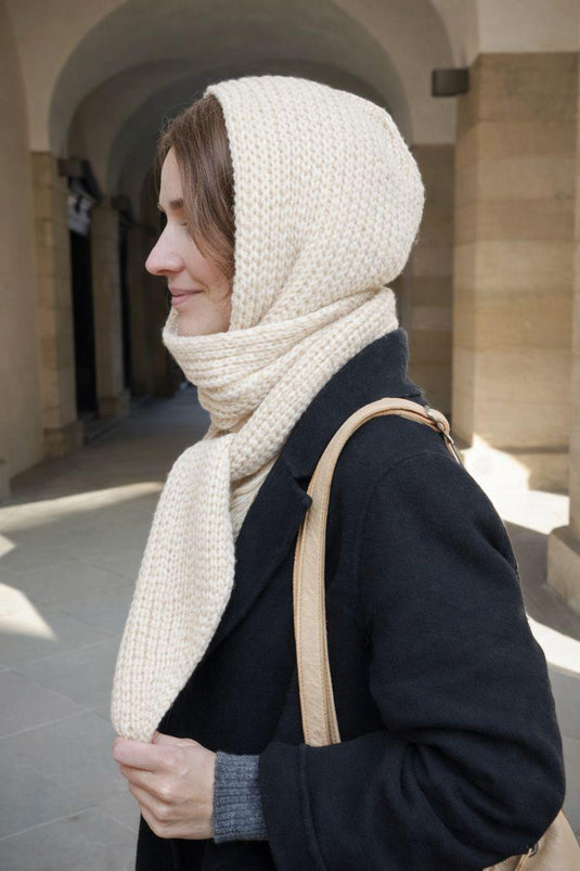 Sophie Hooded Scarf Knitting Pattern PDF Easy Garter Stitch Hooded Shawl Winter Accessory Instant Download