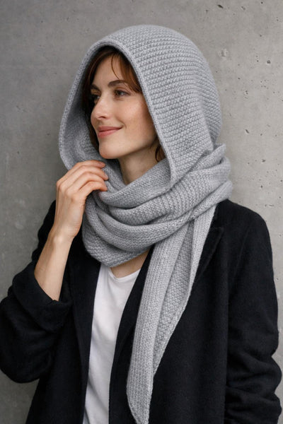 Sophie Hooded Scarf Knitting Pattern PDF Easy Garter Stitch Hooded Shawl Winter Accessory Instant Download