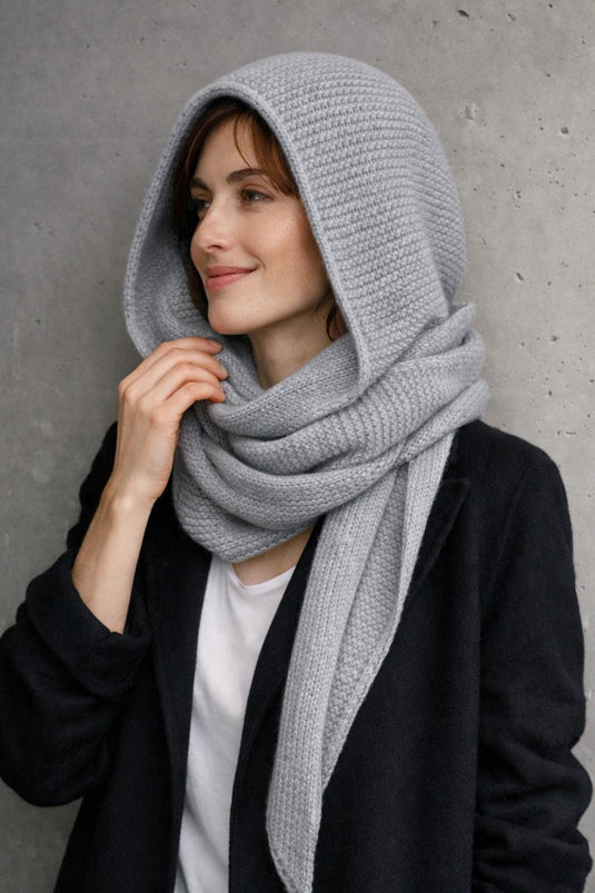 Sophie Hooded Scarf Knitting Pattern PDF Easy Garter Stitch Hooded Shawl Winter Accessory Instant Download