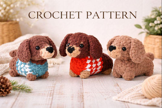 Dachshund Crochet Pattern x Amigurumi Sausage Dog PDF Easy Dog Crochet Tutorial x Cute Wiener Dog Plush Pattern
