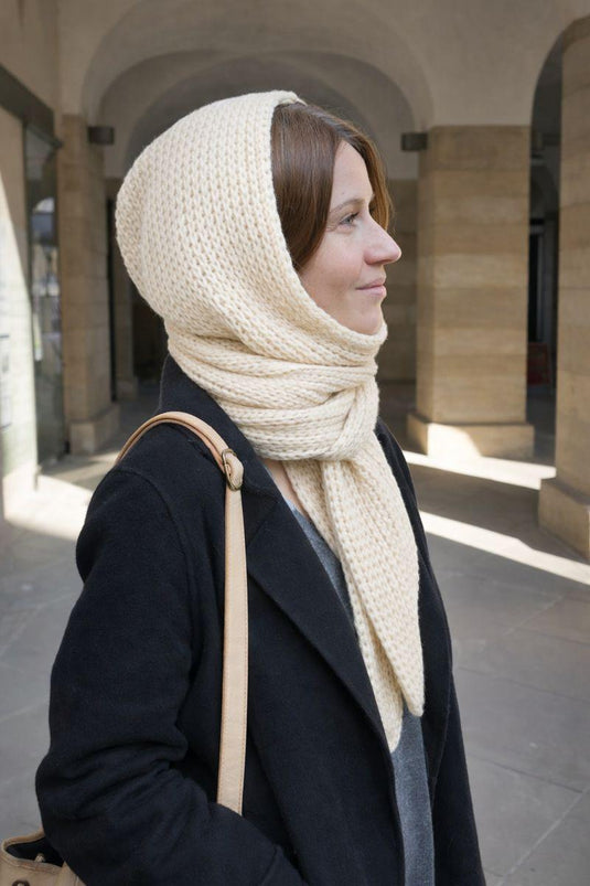Sophie Hooded Scarf Knitting Pattern PDF Easy Garter Stitch Hooded Shawl Winter Accessory Instant Download